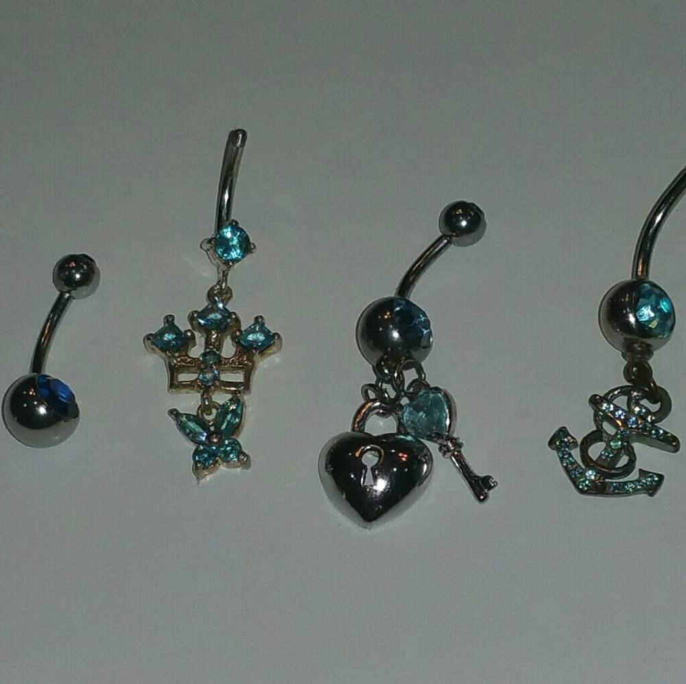 Blue Navel Ring Set (4)